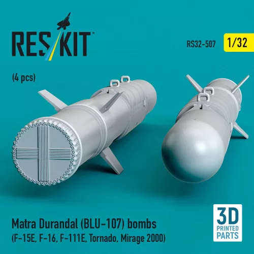 ResKit Models Matra Durandal (BLU-107) bombs (4 pcs) (F-15E, F-16, F-111E, Tornado, Mirage 2000) (3D Printed) - Matra Durandal (BLU-107) – bombák, 4 db