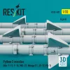ResKit Models Python 3 missiles (4 pcs) (Kfir, F-15, F-16, MiG-21, Mirage F.1, JF-17, FC-1) (3D Printed) - Python 3 – rakéták, 4 db