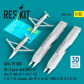   ResKit Models GBU-39 SDB bombák, 8 db + BRU-61 bombafelfüggesztők, 2 db