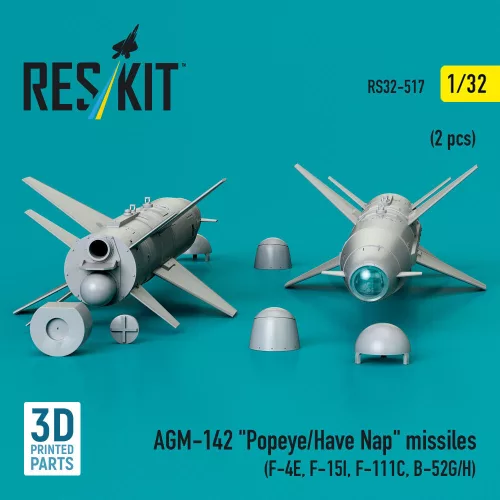 ResKit Models AGM-142 Popeye/Have Nap missiles (2 pcs) (F-4E, F-15I, F-111C, B-52G/H) (3D Printed) - AGM-142 Popeye/Have Nap – rakéták, 2 db