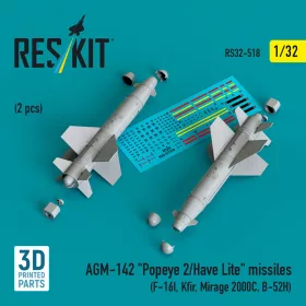   ResKit Models AGM-142 Popeye 2/Have Lite missiles (2 pcs) (F-16I, Kfir, Mirage 2000C, B-52H) (3D Printed) - AGM-142 Popeye 2/Have Lite – rakéták, 2 db