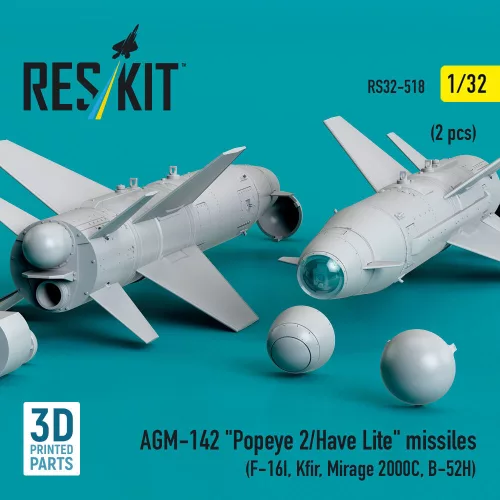 ResKit Models AGM-142 Popeye 2/Have Lite missiles (2 pcs) (F-16I, Kfir, Mirage 2000C, B-52H) (3D Printed) - AGM-142 Popeye 2/Have Lite – rakéták, 2 db
