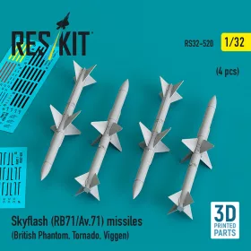   ResKit Models Skyflash (RB71/Av.71) missiles (4 pcs) (British Phantom, Tornado, Viggen) (3D Printed) - Skyflash (RB71/Av.71) – rakéták, 4 db