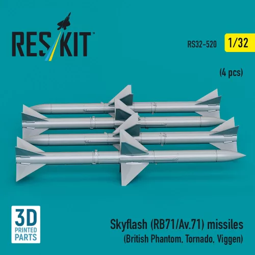 ResKit Models Skyflash (RB71/Av.71) missiles (4 pcs) (British Phantom, Tornado, Viggen) (3D Printed) - Skyflash (RB71/Av.71) – rakéták, 4 db