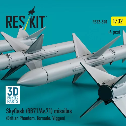 ResKit Models Skyflash (RB71/Av.71) missiles (4 pcs) (British Phantom, Tornado, Viggen) (3D Printed) - Skyflash (RB71/Av.71) – rakéták, 4 db