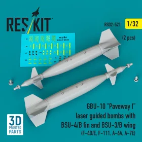   ResKit Models GBU-10 Paveway I – BSU-4/B + BSU-3/B vezérsíkkal, 2 db