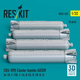   ResKit Models CBU-89B cluster bombs GATOR (4 pcs) (A-10, F-15E, F-16, B-52, B-1B, B-2) (3D Printed) - CBU-89B – kazettás bombák, 4 db