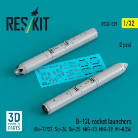   ResKit Models B-13L rocket launchers (2 pcs) (Su-17/22, Su-24, Su-25 ,MiG-23, MiG-29, Mi-8/24) (3D Printed) - rakétaindítók, 2 db