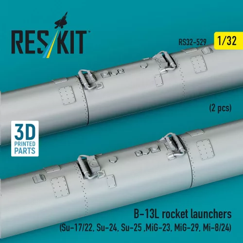 ResKit Models B-13L rocket launchers (2 pcs) (Su-17/22, Su-24, Su-25 ,MiG-23, MiG-29, Mi-8/24) (3D Printed) - rakétaindítók, 2 db