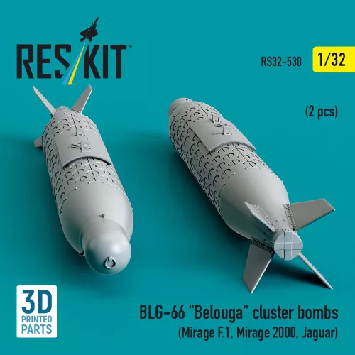 ResKit Models BLG-66 Belouga cluster bombs (2 pcs) (Mirage F.1, Mirage 2000, Jaguar) (3D Printed) - BLG-66 Belouga – kazettás bombák, 2 db