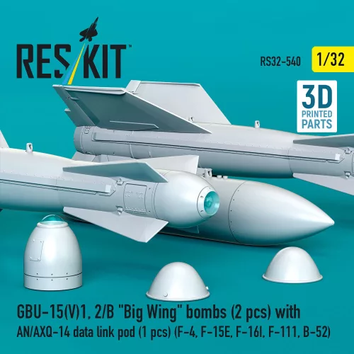 ResKit Models GBU-15(V)1, 2/B – nagy szárnyas bombák, 2 db + AN/AXQ-14 adatkapcsolati konténer, 1 db