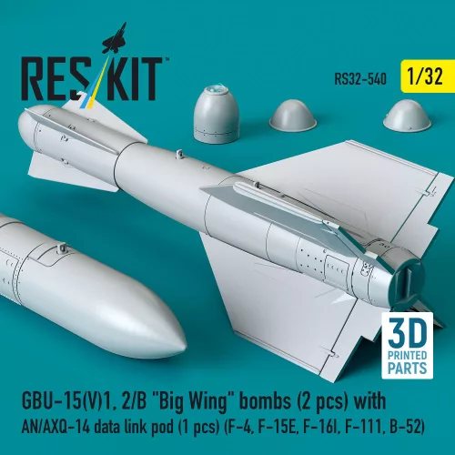 ResKit Models GBU-15(V)1, 2/B – nagy szárnyas bombák, 2 db + AN/AXQ-14 adatkapcsolati konténer, 1 db