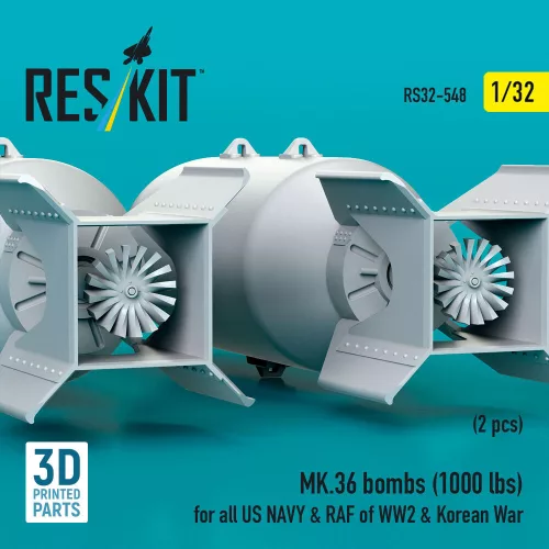 ResKit Models MK.36 bombs (1000 lbs) for all US NAVY & RAF of WW2 & Korean War (2 pcs) (3D Printed) - MK.36 – bombák, 1000 fontos, 2 db