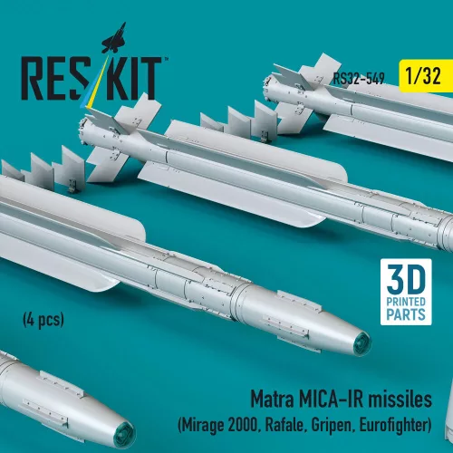 ResKit Models Matra MICA-IR missiles (4 pcs) (Mirage 2000, Rafale, Gripen, Eurofighter) (3D Printed) - Matra MICA-IR – rakéták, 4 db