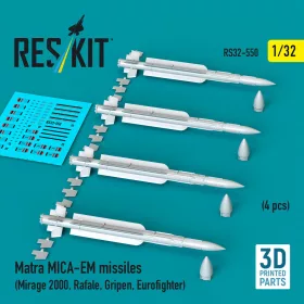   ResKit Models Matra MICA-EM missiles (4 pcs) (Mirage 2000, Rafale, Gripen, Eurofighter) (3D Printed) - Matra MICA-EM – rakéták, 4 db
