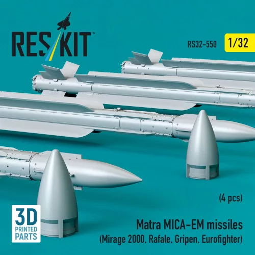 ResKit Models Matra MICA-EM missiles (4 pcs) (Mirage 2000, Rafale, Gripen, Eurofighter) (3D Printed) - Matra MICA-EM – rakéták, 4 db