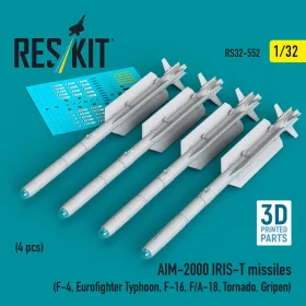   ResKit Models AIM-2000 IRIS-T missiles (4 pcs) (F-4, Eurofighter Typhoon, F-16, F/A-18, Tornado, Gripen) (3D Printed) - AIM-2000 IRIS-T – rakéták, 4 db