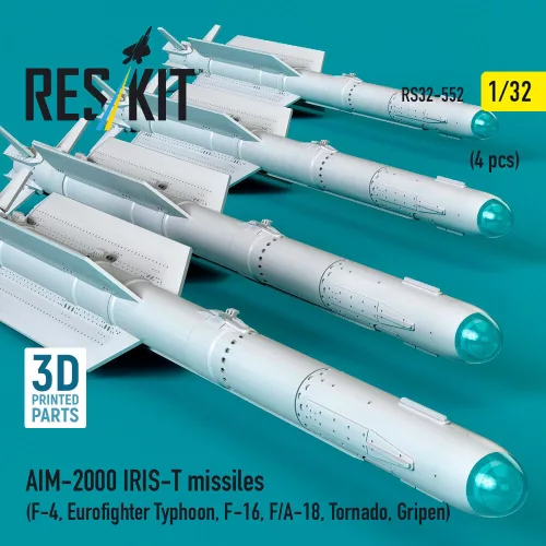 ResKit Models AIM-2000 IRIS-T missiles (4 pcs) (F-4, Eurofighter Typhoon, F-16, F/A-18, Tornado, Gripen) (3D Printed) - AIM-2000 IRIS-T – rakéták, 4 db