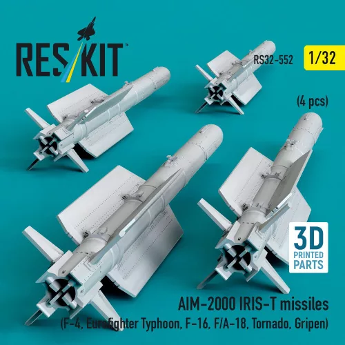 ResKit Models AIM-2000 IRIS-T missiles (4 pcs) (F-4, Eurofighter Typhoon, F-16, F/A-18, Tornado, Gripen) (3D Printed) - AIM-2000 IRIS-T – rakéták, 4 db