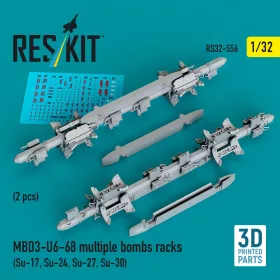   ResKit Models MBD3-U6-68 multiple bombs racks (2 pcs) (3D Printed) - MBD3-U6-68 – többes bombafelfüggesztő keretek, 2 db