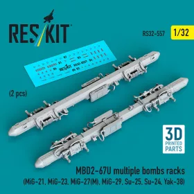   ResKit Models MBD2-67U multiple bombs racks (2 pcs) (3D Printed) - MBD2-67U – többes bombafelfüggesztő keretek, 2 db