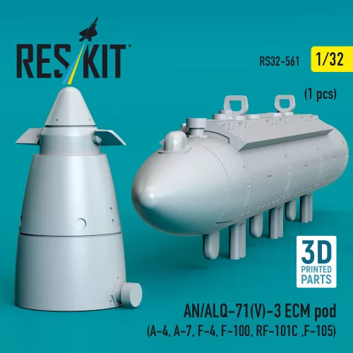 ResKit Models AN/ALQ-71(V)-3 ECM pod (A-4, A-7, F-4, F-100, RF-101C, F-105) (1pcs) (3D Printed) - AN/ALQ-71(V)-3 ECM – konténer, 1 db