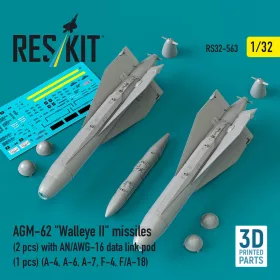   ResKit Models AGM-62 Walleye II missiles (2 pcs) with AN/AWG-16 data link pod (1 pcs) (A-4, A-6, A-7, F-4, F/A-18) (3D Printed) - AGM-62 Walleye II – rakéták, 2 db