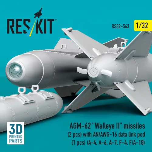 ResKit Models AGM-62 Walleye II missiles (2 pcs) with AN/AWG-16 data link pod (1 pcs) (A-4, A-6, A-7, F-4, F/A-18) (3D Printed) - AGM-62 Walleye II – rakéták, 2 db