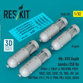   ResKit Models Mk-XVII – mélységi bombák, 350 fontos, 4 db
