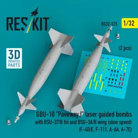   ResKit Models GBU-10 Paveway I – BSU-37/B + BSU-3A/B vezérsíkkal, kis sebességű változat, 2 db