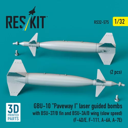 ResKit Models GBU-10 Paveway I – BSU-37/B + BSU-3A/B vezérsíkkal, kis sebességű változat, 2 db