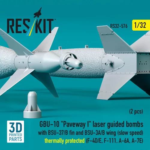 ResKit Models GBU-10 Paveway I – BSU-37/B + BSU-3A/B vezérsíkkal, kis sebességű, hővédett változat, 2 db