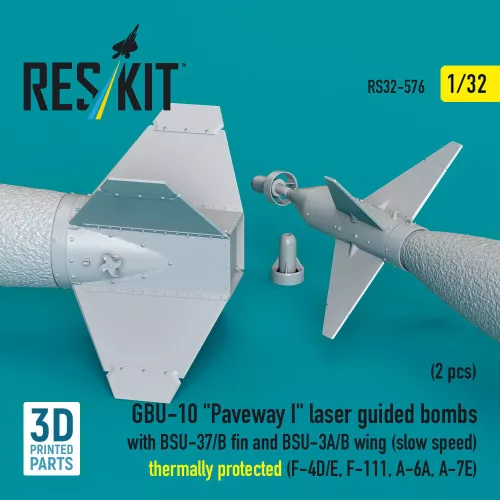 ResKit Models GBU-10 Paveway I – BSU-37/B + BSU-3A/B vezérsíkkal, kis sebességű, hővédett változat, 2 db