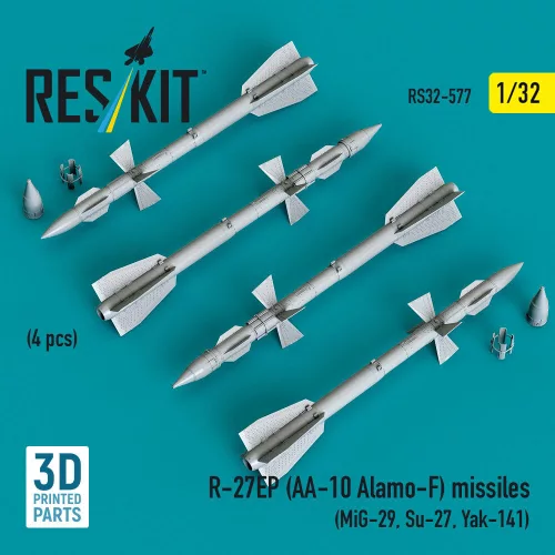 ResKit Models R-27EP (AA-10 Alamo-F) missiles (4 pcs) (MiG-29, Su-27, Yak-141) (3D Printed) - R-27EP (AA-10 Alamo-F) – rakéták, 4 db