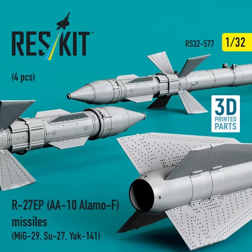 ResKit Models R-27EP (AA-10 Alamo-F) missiles (4 pcs) (MiG-29, Su-27, Yak-141) (3D Printed) - R-27EP (AA-10 Alamo-F) – rakéták, 4 db