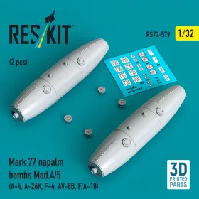   ResKit Models Mark 77 napalm bombs Mod.4/5 (2 pcs) (A-4, A-26K, F-4, AV-8B, F/A-18) (3D Printed) - bombák, 2 db