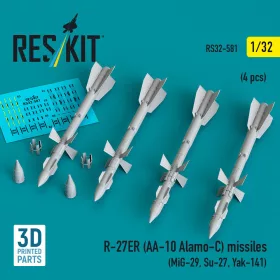   ResKit Models R-27ER (AA-10 Alamo-C) missiles (4 pcs) (MiG-29, Su-27, Yak-141) (3D Printed) - R-27ER (AA-10 Alamo-C) – rakéták, 4 db