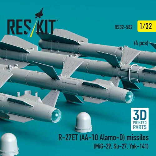 ResKit Models R-27ET (AA-10 Alamo-D) missiles (4 pcs) (MiG-29, Su-27, Yak-141) (3D Printed) - R-27ET (AA-10 Alamo-D) – rakéták, 4 db