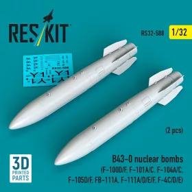   ResKit Models B43-0 nuclear bombs (2 pcs) (F-100D/F, F-101A/C, F-104A/C, F-105D/F, FB-111A, F-111A/D/E/F, F-4C/D/E) (3D Printed) - B43-0 – nukleáris bombák, 2 db