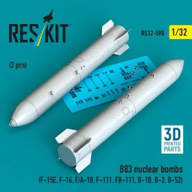   ResKit Models B83 nuclear bombs (2 pcs) (F-15E, F-16, F/A-18, F-111, FB-111, B-1B, B-2, B-52) (3D Printed) - B83 – nukleáris bombák, 2 db