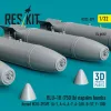 ResKit Models BLU-1B (750 lb) napalm bombs finned MXU-393/B (4 pcs) (A-1, A-4, A-7, A-26K, B-57, F-100) (3D Printed) - BLU-1B (750 lb) napalm – bombák, 750 fontos, 4 db