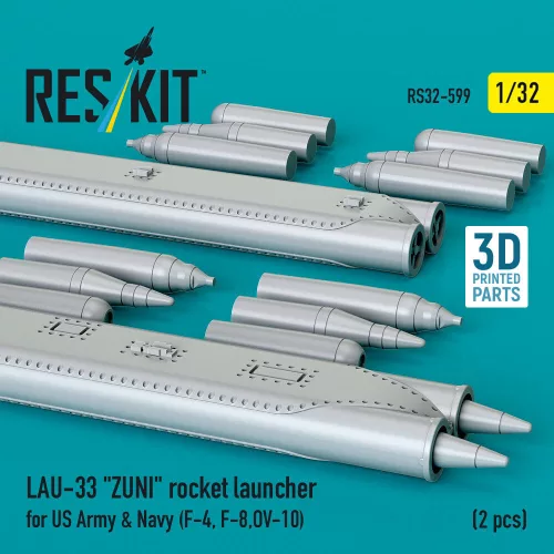 ResKit Models LAU-33 ZUNI rocket launcher for US Army & Navy (2 pcs) (F-4, F-8, OV-10) (3D Printed) - rakétaindító, 2 db