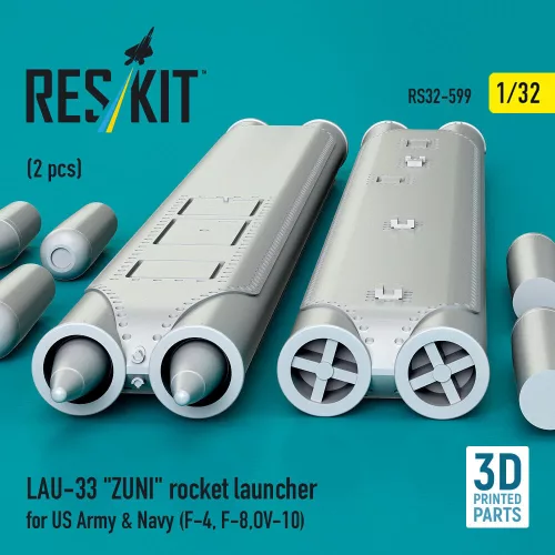 ResKit Models LAU-33 ZUNI rocket launcher for US Army & Navy (2 pcs) (F-4, F-8, OV-10) (3D Printed) - rakétaindító, 2 db
