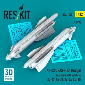   ResKit Models Kh-29L (AS-14A Kedge) missiles with AKU-58 (2 pcs) (Su-17, Su-25, Su-24, Su-30) (3D Printed) - Kh-29L (AS-14A Kedge) – rakéták, 2 db