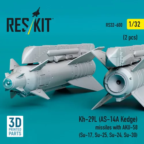 ResKit Models Kh-29L (AS-14A Kedge) missiles with AKU-58 (2 pcs) (Su-17, Su-25, Su-24, Su-30) (3D Printed) - Kh-29L (AS-14A Kedge) – rakéták, 2 db