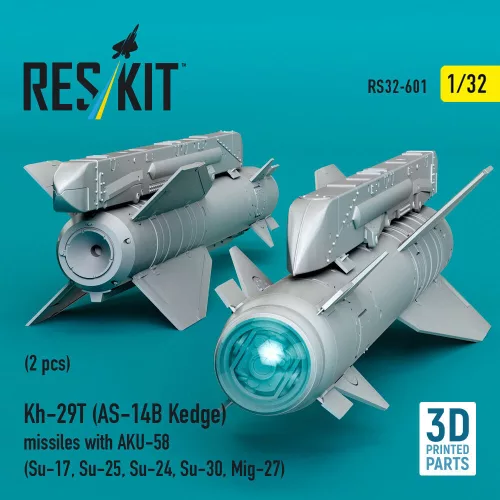 ResKit Models Kh-29T (AS-14B Kedge) missiles with AKU-58 (2 pcs) (Su-17, Su-25, Su-24, Su-30, Mig-27) (3D Printed) - Kh-29T (AS-14B Kedge) – rakéták, 2 db