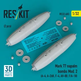   ResKit Models Mark 77 napalm bombs Mod.2 (2pcs) (A-4, A-26K, F-4, AV-8B, F/A-18) (3D Printed) - bombák, 2 db