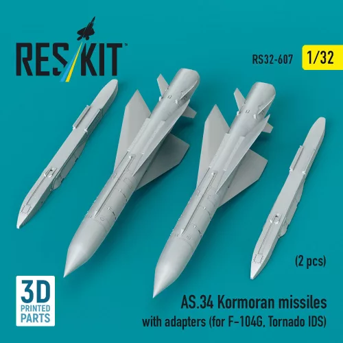 ResKit Models AS.34 Kormoran missiles with adapters (2 pcs) (for F-104G, Tornado IDS) (3D Printed) - AS.34 Kormoran – rakéták, 2 db