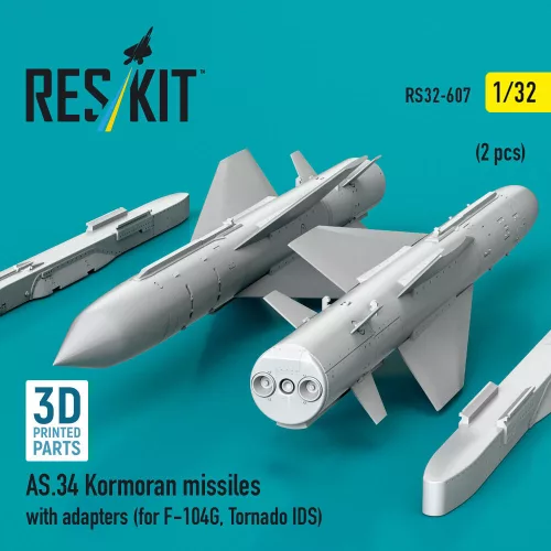 ResKit Models AS.34 Kormoran missiles with adapters (2 pcs) (for F-104G, Tornado IDS) (3D Printed) - AS.34 Kormoran – rakéták, 2 db