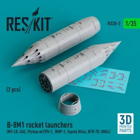   ResKit Models B-8M1 rocket launchers (2 pcs) (MT-LB, UAZ, Pickup w/ZPU-2, BMP-2, Toyota Hilux, BTR-70, URAL) (3D Printed) - rakétaindítók, 2 db